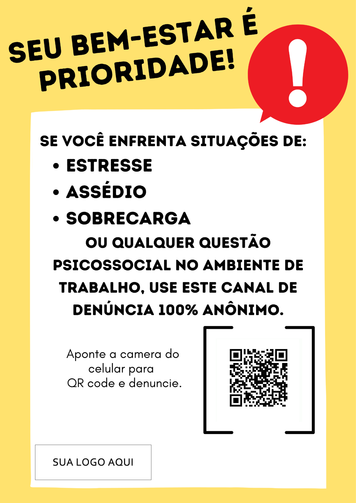Cartaz white label com QR Code